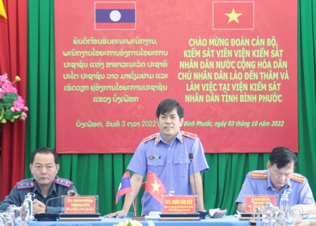 Đoàn cán bộ, Kiểm sát viên Viện kiểm sát nhân dân nước Cộng hòa dân chủ nhân dân Lào đến nghiên cứu thực tế tại Viện kiểm sát nhân dân hai cấp Tỉnh Bình Phước